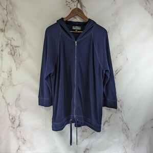 Lauren Ralph Lauren Shirt Womens 2X Blue Thermal Waffle Hoodie Zip Active